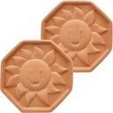 2 Pack Terracotta Brown Sugar Saver and Softener Disc with Elegant Sun Design, Multiple Uses for Food Storage Containers, Reusable and Food Safe (2 Pack Sun)