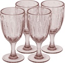 Elle Decor Set of 4 Wine Goblets | Pink Colored Glassware Set | Colored Wine Glasses | Vintage Glassware Sets | Water Goblets for Party, Wedding, & Daily Use | Wine Glass - 10 oz