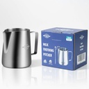 12oz Milk Frothing Pitcher, Stainless Steel with Latte Art Spout & Measurement Markings for Home Baristas, Silver