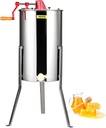 VEVOR 3 Frame Honey Extractor, Stainless Steel Manual Beekeeping Extraction, Honeycomb Drum Spinner with Transparent Lid, Apiary Centrifuge Equipment with Height Adjustable Stand