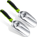 2 Pcs Soil Scoop 13.39 x 3.82 Inch Aluminum Transplanter Trowel Bend Proof Garden Tools Large Heavy Duty Hand Shovel with Comfort Soft Non Slip Grip Handle Garden Gifts for Digging Fertilizer (Green)