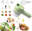Multi-Functional Portable Wireless Vegetable Chopper - 4-in-1 Electric Food Processor for Chopping, Slicing, Grating & Whipping, with Cleaning Brush and Charging Cable