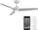 Mocha Indoor/Outdoor 3-Blade Smart Compatible Ceiling Fan 54in Brushed Aluminum with 3000K LED Light Kit and Remote Control with Wall Cradle. Works with iOS/Android, Alexa, and Google Assistant.