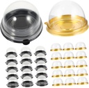 Amosfun 100Pcs Mooncake Packaging Boxes Round Plastic Dessert Holders Compact Mousse Containers for Home Baking for Parties and Events