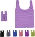 Foldable Reusable Grocery Bags, 1Pcs Expandable Shopping Bags, Portable Magic Stretch Pleated Tote Bags for Groceries Travel, Shopping (Light Purple)