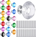 Qunclay 20 Pieces Crystal Cabinet Knobs 30 mm Drawer Pulls Colorful Dresser Knobs Crystal Diamond Shape Dresser Handles for Furniture Office Kitchen Bathroom(Mixed Colors)