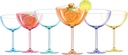 KX-WARE 11 Oz Plastic Cocktail Glasses, Barware Drinking Glasses, Acrylic Martini Glasses, Coupe Glasses Set of 6, Multicolor