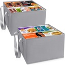 2 Pack Freezer Organizer Bins，Foldable Deep Freezer Organizer Bins with Long Handles，15"x13"x10" Chest Freezer Organizer with Dividers for Sorting Frozen Meats & Food