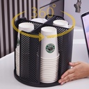 Coffee Cup Dispenser, Disposable Paper Cup and Lid Holder 360° Rotatable with 4 Compartments,Can Stacking 3-16oz Cups and Lid Holder for Coffee Shop,Home Countertop,Office,Restaurant,Kitchen