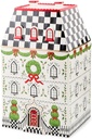 MACKENZIE-CHILDS Ceramic Cookie Jar, Christmas Container, 12.5 Inches Tall, 19-Cup Capacity, Holly Village
