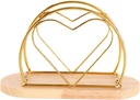 Cabilock Elegant Heart Shaped Napkin Holder with Wooden Base Vertical Design for Kitchen Dining Home Hotel Bar and Restaurant Convenient Storage for Paper Napkins