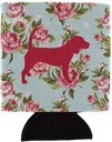 Caroline's Treasures BB1087-RS-BU-CC Beagle Shabby Chic Blue Roses Can or Bottle Hugger, Blue Cooler Washable Drink Sleeve Collapsible Beverage Insulated Holder, Can Hugger, Multicolor