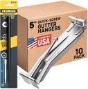 Quick Screw Gutter Hangers 5 Inch- 10 Pack - 5 Inch Gutter Clips with Bonus 6 Inch Drill Bit - Hidden Bracket Clips with Pre-Assembled Screw - Fix Sagging Rain Gutters