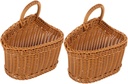 2pcs Hanging Wall Baskets Narrow Storage Basket for Kitchen Handmade Woven Hanging for Bathroom