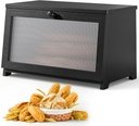 Kitsure Bread Box - Wooden Bread Box for Kitchen Countertop, Large Capacity Kitchen Countertop Organizer, Stylish Bread Storage with Window, Multi-functional Container, Black, 14.8"x8.0"x9.0" (1T)
