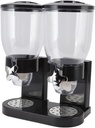 Cereal Dispenser,ABS Dual Containers,7L Airtight Twist Operation Dry Food Dispenser,Dry Food Double Cereal Dispenser Box Container Machine for Kitchen (Black)