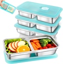 Zkptops 4Pcs Grab and Go Snack Containers Stainless Steel Reusable Snack Condiment Box with Lids Double Compartment Food Storage Container Dishwasher Divided Lunch Meal Container for School Travel