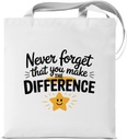 Inspirational Gifts Canvas Tote Bag for Women Never Forget That You Make the Difference Reusable Grocery Shoulder Bag Appreciation Positive Gift for Teacher Coworker Sister