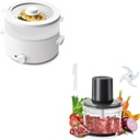 Electric Steamer for Cooking, 2L Ceramic Glaze Non-stick Pot & Meat Grinder Electric, 1.2L Stainless Steel Food Processor and Chopper with 4 Sharp