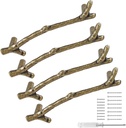 4pcs Bronze Twig Drawer Pulls Handles, 3-3/4 Inch Hole Center Zinc Alloy Rustic Kitchen Hardware Natures Branch Drawer Pulls Tree Door Handle for Kitchen Wardrobe Farmhouse Cabin