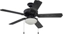Craftmade 52" Enduro ABS END52MBKPC1 Outdoor Wet Rated Ceiling Fan in Matte Black Finish with Custom Matte Black ABS Blades, Optional 2 Light Bowl Light Kit with 2 x 9W Non-Dimmable LED Bulbs Included