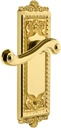 Grandeur Winnew_PRV_234 Windsor Solid Brass Rose Right Handed Privacy Door Lever Set with Newport Lever and 2-3/4" Backset - Polished Brass