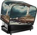 Lighthouse Seaside Toaster Cover 2 Slice, Waterproof Bread Machine Covers with Pockets Universal Size Kitchen Small Appliance Cover with Handle, Dust and Fingerprint Protection