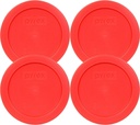 Pyrex 7200-PC 2-Cup Red Food Storage Replacement Lid (4-Pack) - Made in USA