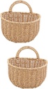Zerodeko 2pcs Handwoven Kitchen Hanging Storage Basket Premium Pe Wall Organizer for Flowers Plants Rustic Decorative Basket for Bathroom Home Use Easy to Install
