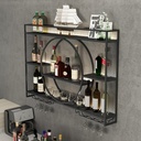 Iron Wine Rack for Wine Cellar, Metal Wall Mounted Bottle Holder Wine Shelf, Bottle Holder for Bar, Multipurpose Metal Shelves, Wall Shelf,Black-120x15x80cm