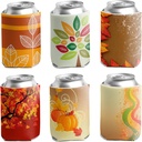 VictoryStore Fall Can Coolers – Set of 6 Reusable Beverage Sleeves with Autumn Designs – Fits 12–16 oz Cans & Bottles – Insulated Drink Holders for Fall Parties & Outdoor Events
