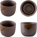 Porcelain Japanese Sake Cups Ochoko Set of 4 oz Hot or Cold Sake Home or Restaurant Supply Use Reactive Glazed Ceramic (Brown Glazed)
