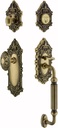 Nostalgic Warehouse 719394 Victorian F Grip Entry Set, Backset - 2.375", Antique Brass