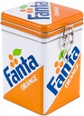 Fanta Orange Food Container Large Rectangular All Metal Locking Cookie Jar Metal Canister 7" H 29.8oz/881ml