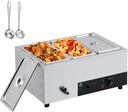 Commercial Electric Bain Marie - 3-Pan Food Warmer with 24 Qt Capacity, 1500W, Tempered Glass Cover, Adjustable Temp Control 86-185°F, and Countertop Stainless Steel Design
