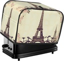 Eiffel Tower Bicycle Toaster Cover 2 Slice, Two Slice Bread Machine Covers Quilted Toaster Dust Cover Universal Size Kitchen Small Appliance Cover With Top Handle