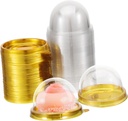 100pcs Egg Yolk Crisp Box Round Plastic Baking Containers with Transparent Dome Eco-friendly Food-grade Pet for Cupcakes Pastries and Desserts