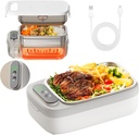 VVU&CCO Cordless Heated Lunch Box, 18W Heated Lunch Box for Men, 1L Stainless Steel, Portable Food Warmer for Office/Picnic/Car/Truck/Work, 7 Timer Self-Heating, No Waiting for Lunch