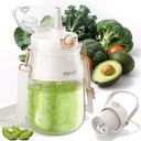 Portable Blender, Prasky Personal Blenders for Shakes and Smoothies with 27oz Cup, Lid and Shoulder Strap, Type-C USB Rechargeable, Personal Size Blenders BPA-free for Gym/Travel (creamy white)