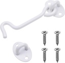 Eco-Fused 4-inch Heavy Duty Hook and Eye Latch - 1x Barn Door Lock (White), 4X Mounting Screws - Powder Coated Stainless Steel Hooks for Door, Windows, Sheds, Fences, Gates, Closets, Cabinets