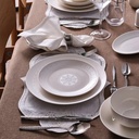 Karaca Forever Arte 53-Piece Bone China Dinnerware Set, Dinner Set for 12 People, White, Durable, Lightweight, Dishwasher & Microwave Safe Tableware for Elegant Dining