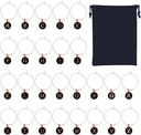 26 Pcs Wine Glass Letter Charms Stem Glass Charm Markers Cocktail Charms with Rings Champagne Stem Glass Identifiers Wine Glass Tags Letters for Wedding Christmas Decoration Black