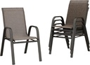 Patio Dining Chairs Set of 4, Stackable Outdoor Chairs with All Weather Breathable Textilene Fabric, Outdoor Furniture Dining Set w/Metal Frame for Backyard Garden, Porch, Brown