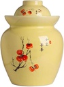 Yellow Multi-function Fermentation Jar with Lid, Thickened Ceramic Kimchi Bottle, Korean Night Pickle Cabbage Sealed Kimchi Pot, Sauerkraut Storage Jar Container Jars (Size : 26cm)