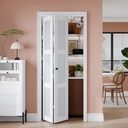 EaseLife Preassembled Bi-Fold Doors, for 36"x 80" Opening,Tempered Frosted Glass Closet Folding Barn Door with Concealed Hardware Kit,MDF Wood Panel,Water-Proof PVC Surface,Easy Installation