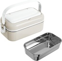 Bento Box Adult Lunch Box, 2-Layer One-piece Bento Box Leak-proof Lunch Box with Cutlery Food Container, Removable and Dishwasher-friendly, Suitable for Picnics, Work, etc.