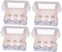 10pcs Egg Tart Cake Muffin Boxes Marbled Design Window Cupcake Container Paper Food-grade Event-ready