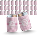 VictoryStore Custom Baby Shower Can Coolers – A Baby is Brewing Pink Baby Girl Design – Personalized Set of 12 – Party Favors for Drinks – Fits 12–16 oz Cans & Bottles