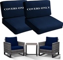 Patio Cushion Covers Replacement, Deep Seat Patio Cushions Cover Set of 4, Waterproof Seat and Back Cushions Cover for Outdoor Furniture Chair, Sofa, Couch(Dark Blue,26.5"x26.5"x4"+26.5"x13"x4")