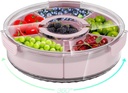 Divided Serving Tray with Lid and Handle,Large Snack Spinner,Snackle Box Container, Multi-Purpose Food Platter for Charcuterie Veggie Fruit, Taco Tuesday Movie Night Travel Beach Picnic Essentials